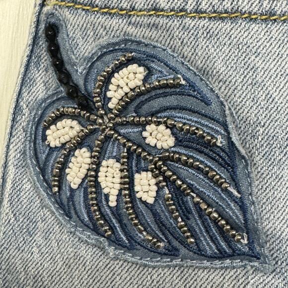 Guess Jeans Womens 28 Blue Authentic Light Melrose Reborn Denim Embroidered Leaf - Picture 4 of 16